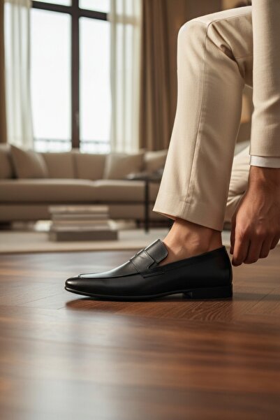 enoch Genuine Leather Men's Loafer with Classic Straps and Thin Soles