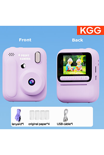 Choice17 كاميرا فورية للأطفال باللون البنفسجي، كاميرا طباعة ملونة، سعة 32 جيج...