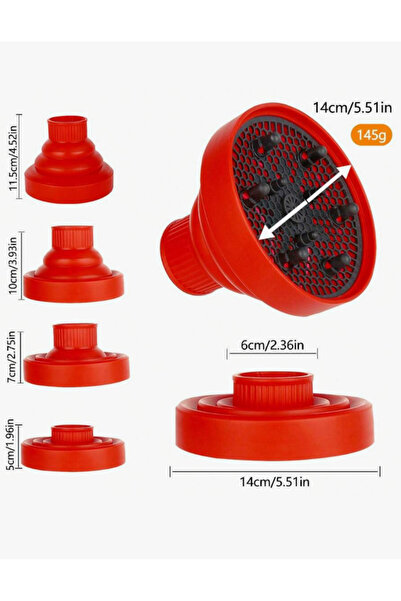 Choice3 غطاء موزع هواء مجفف الشعر من السيليكون الأحمر، قطعة واحدة، قابل للتعد...