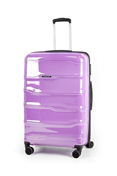 POLO&SKY Azra Model Lila PP Polipropilen Kırılmaz Büyük Boy Valiz Bavul