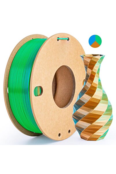 Choice12 Sky Blu Green Orange Three color PLA silk filament 250g per roll net...