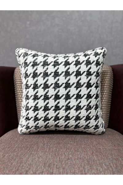 Fabricland Yumuşak Keten Dokuma Siyah-Beyaz Geçişli Exclusive Kare KIRLENT KI...