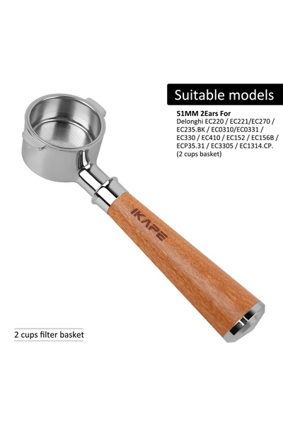 Choice7 فلتر بورتافلتر بدون قاع من ديلونجي IKAPE مزود بأذنين لـ Delonghi/Bars...