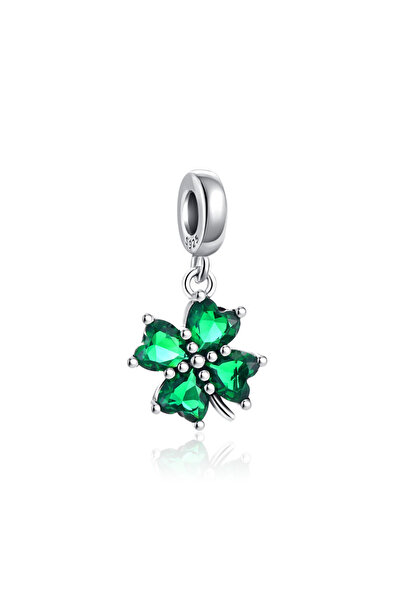 Choice18 B3664 Hot Selling 925 Silver Green Leaf, Clover Bead Pendant Suitabl...