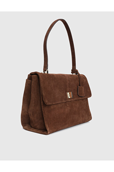 İLVİ Zinovii Genuine Suede Leather Tan Women's Shoulder Bag