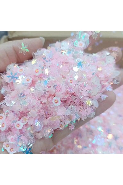 Choice5 بريق أظافر وردي مضيء، ترتر من طين البوليمر، ترتر زهور مختلطة، رقائق ف...