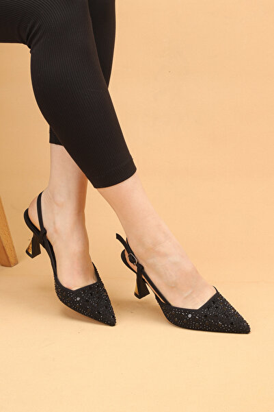 Nilsa Shoes Women's Thin Heeled Special Stone Patterned Evening Dress Shoes H...