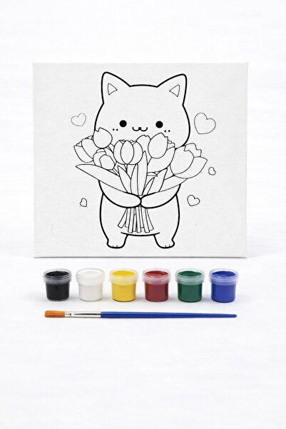 by burcu doğan Görselli Tuval (20x20) Akrilik Boyama Seti Çocuk Etkinlik Seti...