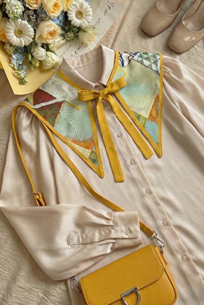 InStyle Patterned Mustard Satin Collar