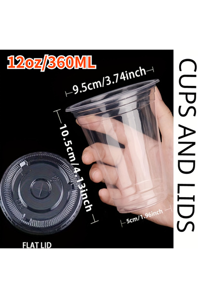 choice2 12oz 50PCS with lips 50PCS Disposable Plastic Cups with Lids for Ice ...