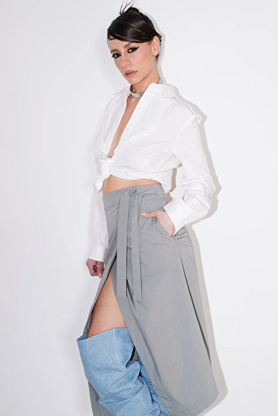 EMA\T Asymmetric Wrap Skirt with Belt