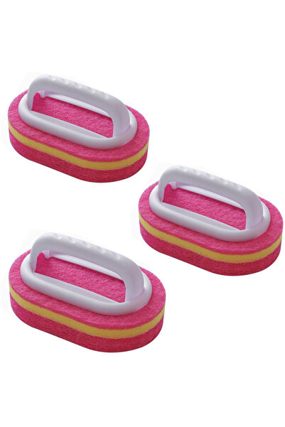 Choice3 فرشاة تنظيف منزلية حمراء مكونة من 3 قطع، بمقبض سحري وإسفنجة، سهلة الت...