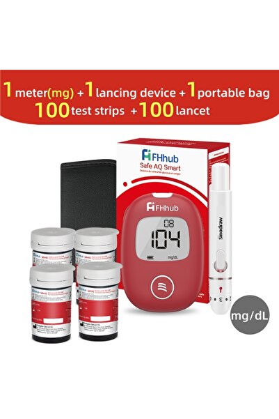 Choice جهاز قياس نسبة السكر في الدم الذكي Safe AQ من FHhub، مزود بشرائط اختبا...