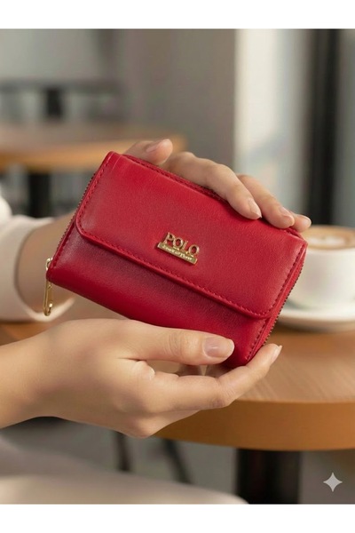 PurpleART Women's Medium Faux Leather Wallet with Polo Emblem 9 x 13 x 5 cm