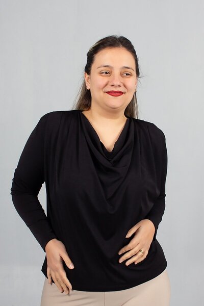 Truva XXL Degaje Collar Blouse Black Candy Fabric Lycra Comfortable Fit