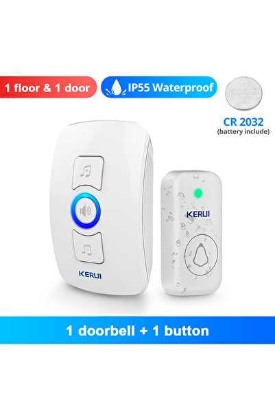 Choice11 جرس باب لاسلكي مقاوم للماء من كيروي، مزود بمقبس أمريكي وزر واحد وجها...