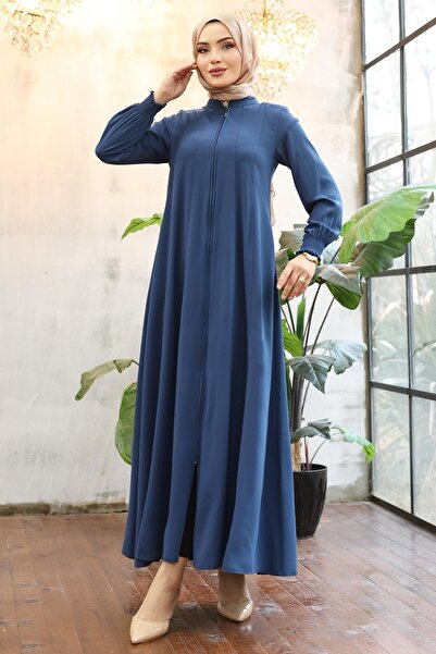 InStyle Sleeve Gathered Neckband Saks Blue Ferace