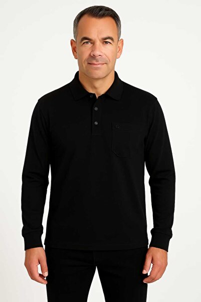 HK ERKEK BATTAL UZUN KOLLU POLO YAKA CEPLİ MEVSİMLİK SWEAT