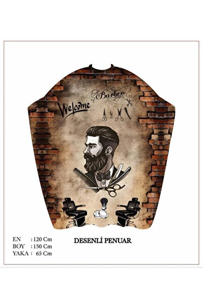 PolenPlus Lüx Berber Kuaför Saç Kesim Önlüğü Dijital Baskılı Penuar 07