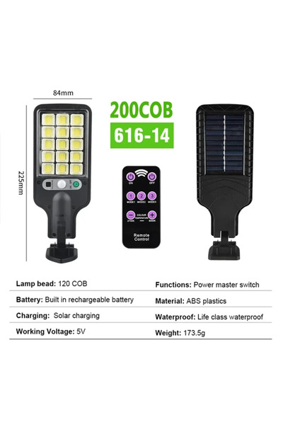 Choice6 3 مصابيح شمسية خارجية 200COB مع جهاز تحكم عن بعد، 1/2/3/4 مصابيح شمسي...