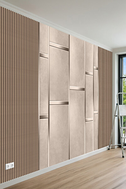 MİRAZAWALL Blok Panel Çıtalı Görünümlü Soft Duvar Tasarım Tek Parça Tekstil D...