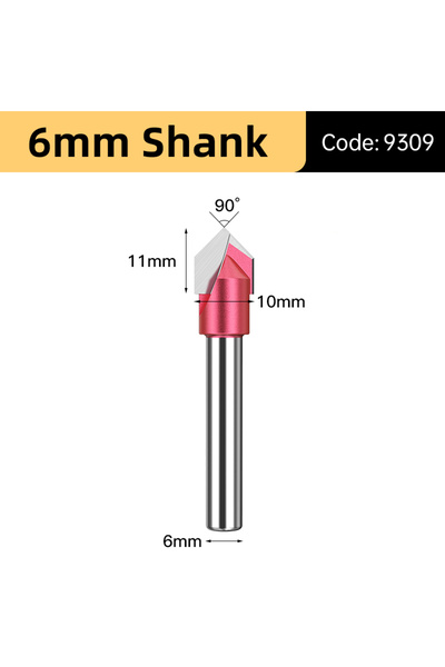 Choice7 9309 HUHAO لقمة توجيه خشبية على شكل حرف V بساق 6 مم، بزوايا 60، 90، 1...