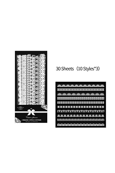 Choice3 C 30 قطعة/عبوة ملصقات دانتيل طويلة مقاومة للماء من مادة PET، مادة تزي...