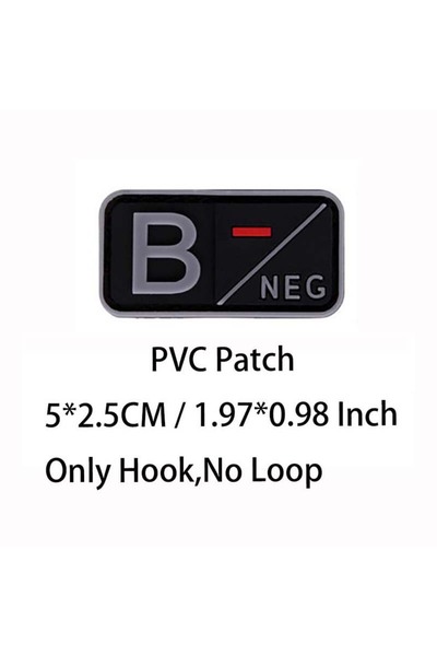 Choice18 14-Gray B NEG Small Patch with Hook,PVC Blood Type A B AB O POS NEG ...