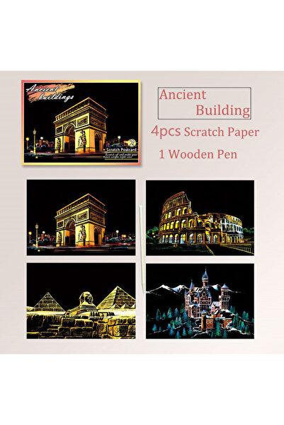 Choice Historic Building 20*14cm DIY Night Scene Painting Scratch Colorful Dr...