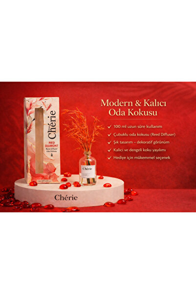 Mon Chérie Essence Red Dıamont , Bambu Çubuklu Oda Kokusu 100ml , Misk Aromal...