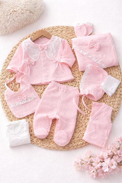 BYS BABY FASHION %100 Pamuk Gofret Desen Kumaşlı 10'Lu Mevsimlik Yenidoğan Kı...