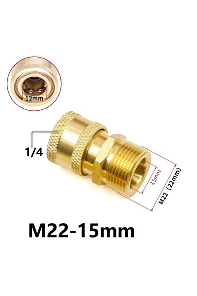 Choice6 Burgundy Brass M22-14mm/15mm to 1/4 Inch Pressure Washer Adapter Set ...