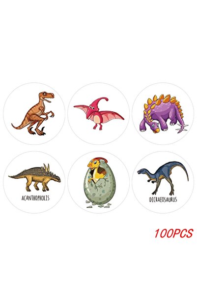 Choice6 H0219-100 قطعة، 100-500 قطعة، ملصقات ديناصورات دائرية مقاس 1 بوصة، مل...