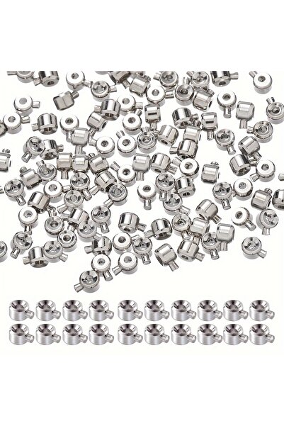 choice2 Steel color 20pcs 3x4mm Positioning Buckles Clasps with Bead Caps - D...