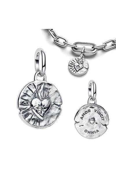 Choice9 AMC7281 925 Silver Coin Inscribed Metal Compass Sculpture Pattern Tex...