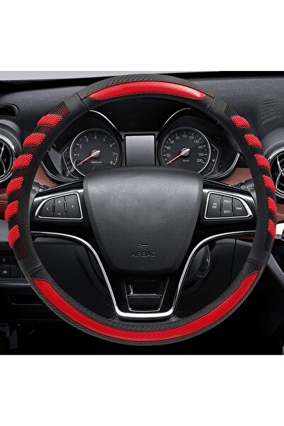 STEEPPOLO NICEASY Leather Steering Wheel Cover - Dark Red