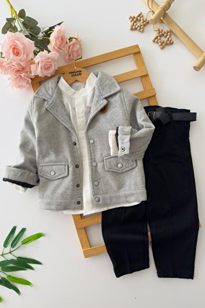 Minigimin Cicileri Costum pentru băieți cu cardigan și curea, marca My Little...