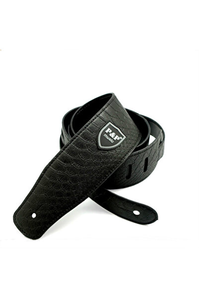 Choice1 Black Guitar Strap Genuine Leather 2.5 Inch Adjustable Soft Embroider...