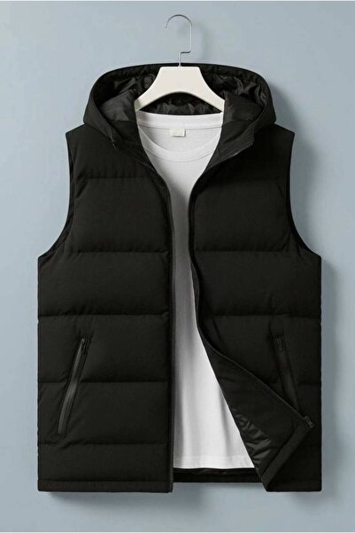 S&M CLOTHİNG New Season Hooded Waterproof Inflatable Vest