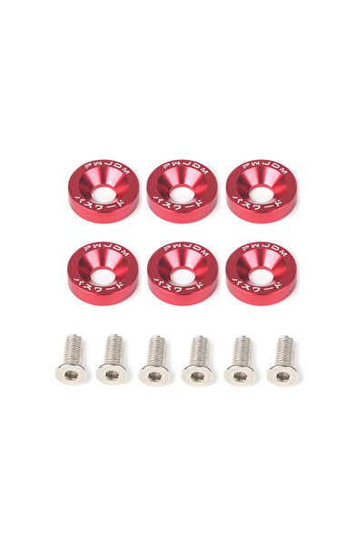 Choice1 Red M8 Aluminum 6 Pcs/Pack Car Modified Hex Fasteners Fender Washer J...