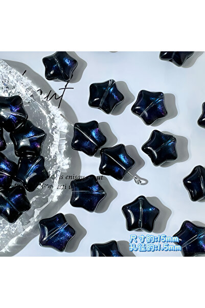 Choice8 10pcs 09 moying lan TX91 10pcs 15mm Cute Flat Star Glass Bead Loose B...