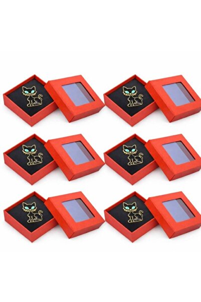 OEM Set 6 Mărțișoare Broșă Pisică Neagra cu Ochi Albaștri