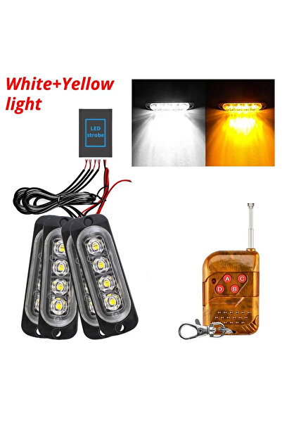 Choice5 White Yellow 1X 4 in 1 Wireless Emergency Strobe DC 12-24V car Light ...