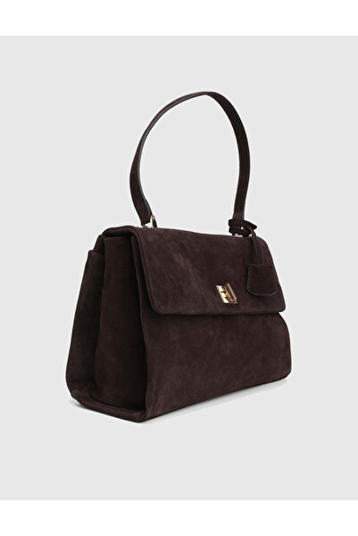 İLVİ Zinovii Genuine Suede Leather Brown Women's Shoulder Bag