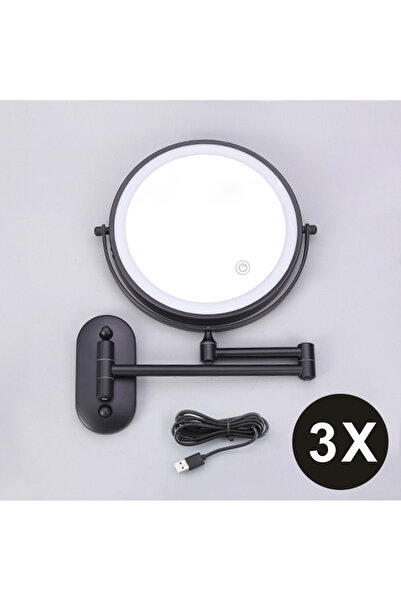 Choice8 مرآة مكياج سوداء مقاس 8 بوصات مزودة بمنفذ USB، تدعم التكبير 3x/5x/7x/...