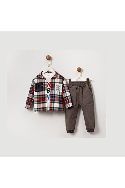 Coolimino Cumino Paul 3-Piece Red Shirt T-Shirt Brown Pants Boy's Set 2-3-4-5...