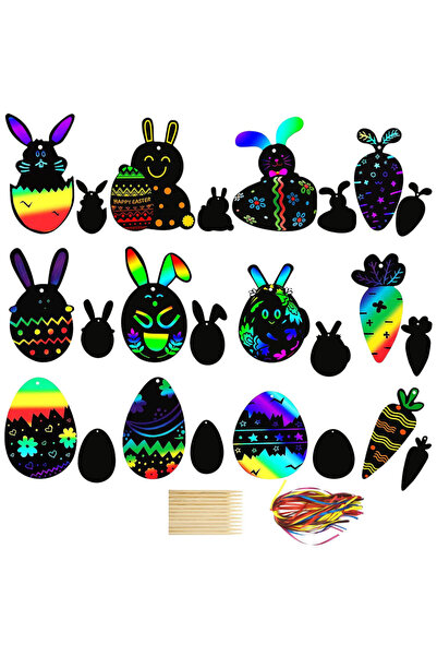 Choice3 style F 12pcs Easter Magic Scratch Paint Easter Eggs Crafts DIY for M...