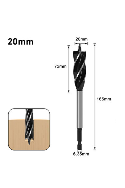Choice4 20mm 10-35mm Woodworking Twist Drill Bit Set Long Four-slot Four-blad...