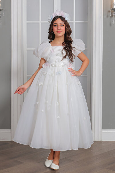 Alesayi_kids Girls' floral dress with a collar, sizes 6 to 12 years