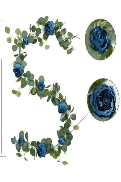 ROVERIM Artificial Blue Rose Garland Decorative Flowers for Hotel, Wedding, H...